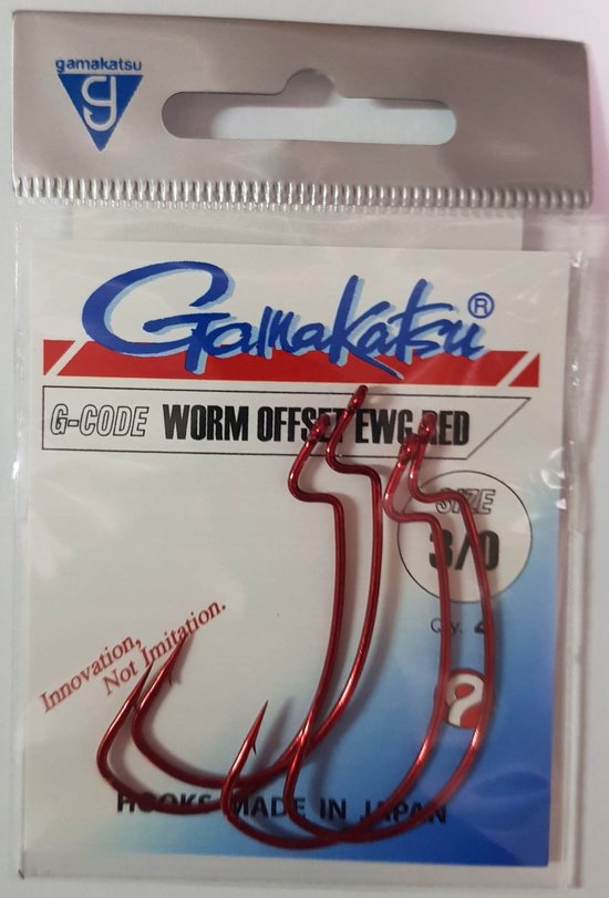 Gamakatsu Worm Offset EWG Haak 3/0 Rood van Gamakatsu