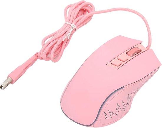 Gaming Mouse RGB Backlight Ergonomic Design for Gaming Home, Wired Mouse 4 Verstelbare DPI -LaptOP -PC Play Mice (PINK)