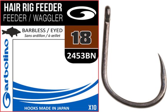 Garbolino Hair Rig Feeder-Waggler Barbless-Eyed (10 pcs) - Maat : 18
