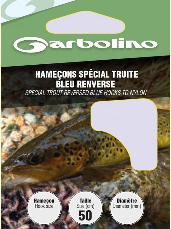 Garbolino Onderlijn Speciaal Forel Blauwe Haak Gedraaid 50cm 10pcs - Maat : Haak 8 - 0.18mm
