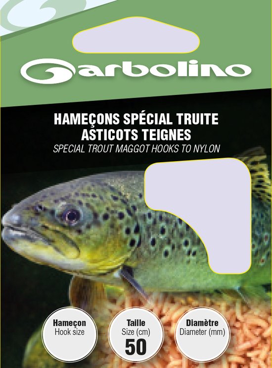 Garbolino Onderlijn Speciaal Forel Maden-Wasmot 50cm 10pcs - Maat : Haak 12 - 0.12mm