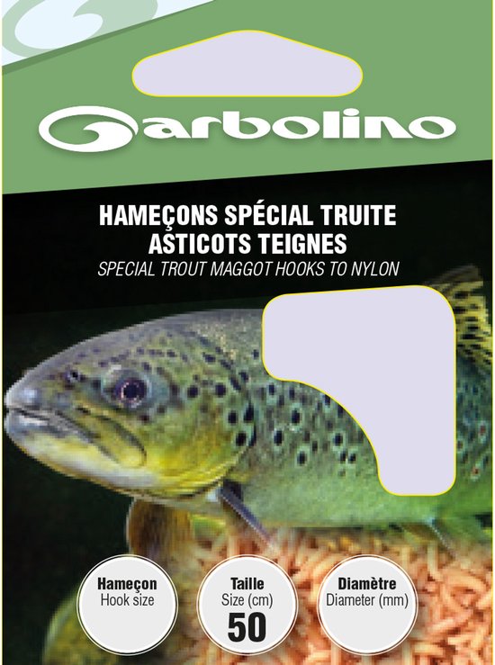 Garbolino Onderlijn Speciaal Forel Maden-Wasmot 50cm 10pcs - Maat : Haak 14 - 0.14mm
