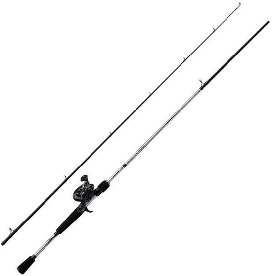 GARCIA Fast Attack Baitcasting Combo - 24T carbon rod, RVS Gidsen titaniumoxide inzetstukken, Fast Attack Baitcasting Reel, Power Disk Drag System, zwart/zilver, 2,13 m | Laag profiel