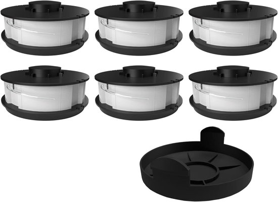 gartenteile 6 x vervangende spoel voor grastrimmer + 1 spoelafdekking/kap geschikt voor ALDI Gardenline elektrische grastrimmer GLR GLT 450 451 452 453 454 455 456 457 458 459 & GLR 450/1 tot 450/9