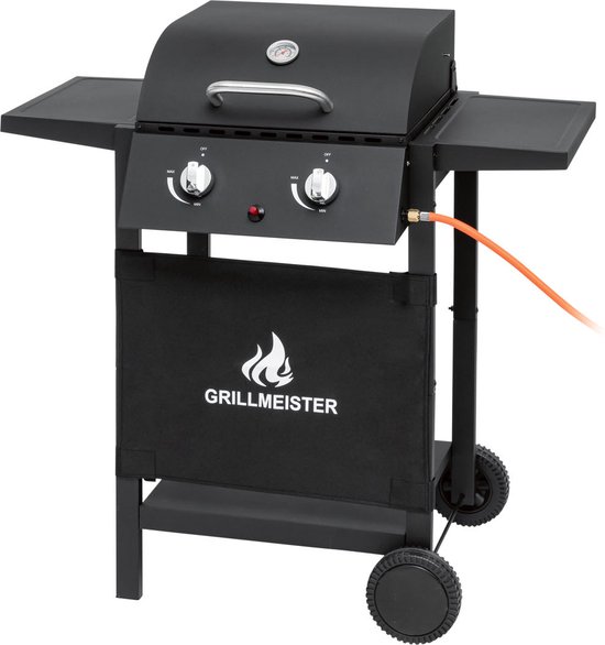 Gas bbq barbecue- met zijbrander- tafelmodel-zwart-met wielen-hoge kwaliteit van Kynast