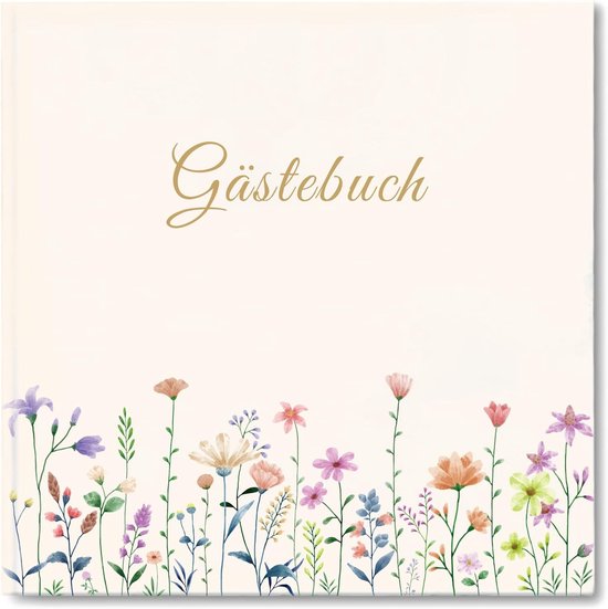 Gastenboek, blanco, met 40 mooie stickers en 44 dubbelzijdige pagina's, premium dik papier, afmeting 21 x 21 cm, gastenboek, hardcover, bruiloftsgastenboek voor bruiloften, verjaardagen