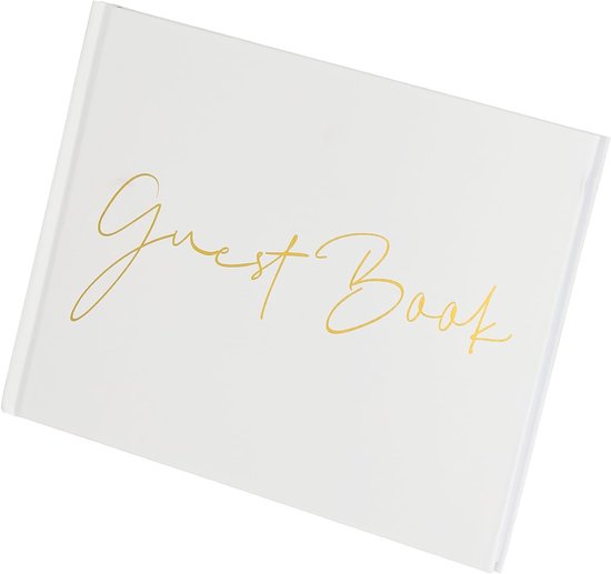 Gastenboek, Bruiloft Gastenbord Tekenboek Receptie Handtekening Boek Feestdecoraties Benodigdheden voor Verjaardag Bruidsdouche, Witte Woorden