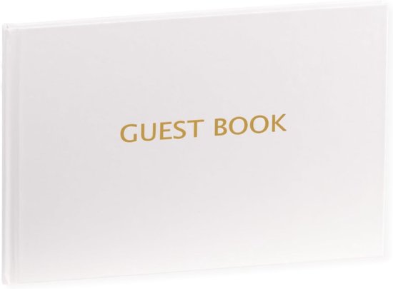 Gastenboek - GUEST BOOK - A4 formaat - wit/goud - receptieboek huwelijk - GBW2130GG