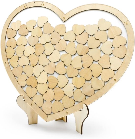 Gastenboek Houten hart met kleine hartjes.