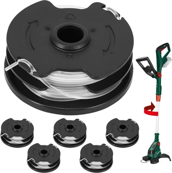 Gazontrimmerdraad voor Parkside PRTA 20-Li A1 / B2 / C3, PRT 300 A1, PRT 550 A1 / A3, duurzame reservedraadspoelen voor verbeterde snijsnelheid, Ø 1,60 mm, lengte 8,3 m, set van 6