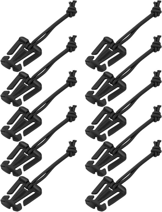 Gear Houder Clips - Web Dominators - Rugzak Organisatie - Elastisch Koord - 10 Stuks - Zwart