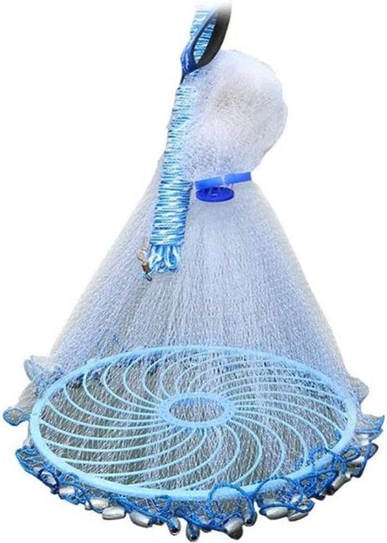 Gegoten Vissen Cast Net - Aas Vis Gooien Net - Zoutwater Zoetwater Vissen Vangnet - Aluminium Ring Monofilament Draad Gooien Net - iFundom van iFundom