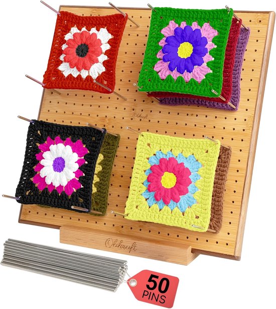 Gehaakte Blokkeerplank - Haken Gereedschap - Projecten Vormgeven - Inclusief 50 Pinnen - 125 Inch - Zwart