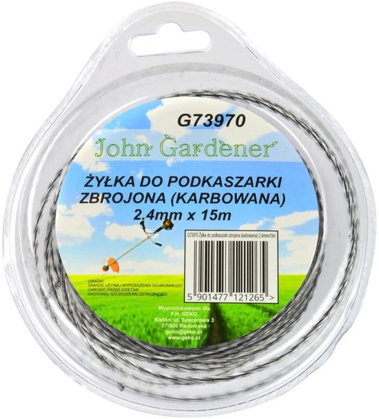 GEKO Nylon lijn - 2,4 mm dik - 15 m lang - Geribbeld - Versterkt van Merkloos