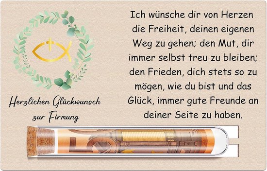 Geldcadeau voor communie, cadeau voor vormsel, reageerbuis voor meisjes, vormselkaart van hout, geldgeschenken voor kinderen, doop, communie, jeugd, wijde (vormsel)