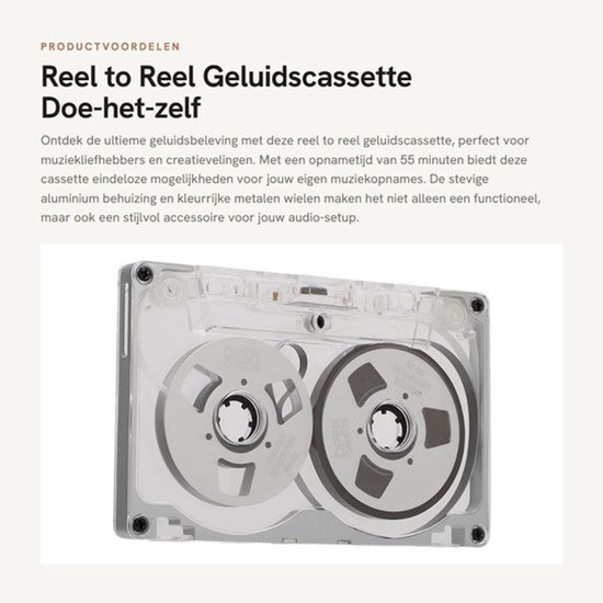 Geluidscassette 55 Minuten - Aluminium Behuizing - ABS/Aluminiumlegering - Stevige Constructie - Muziekopnametape - Ideaal voor Muzikanten - Band