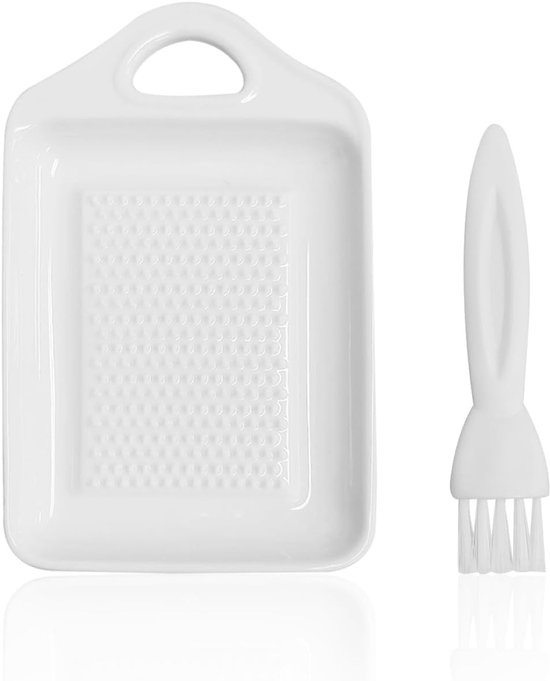 Gember- en Knoflookmolen met Reinigingsborstel, Handmatige Keukenhulp, Keramische Plaat, 6.8*11cm, Ideaal voor Koken en Bereiden van Gerechten