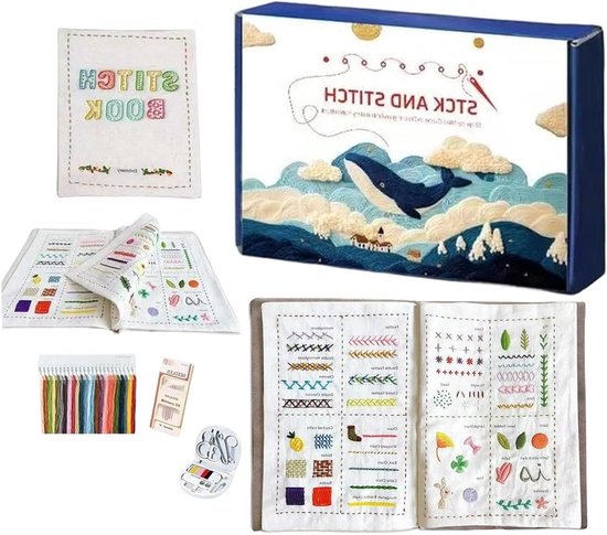 Generisch Naaiboeken voor beginners, ABS, 20 x 12,5 x 5 cm, draagbare knutselset met stapsgewijze handleiding (mogelijk niet beschikbaar in het Nederlands), borduurboek voor beginners met