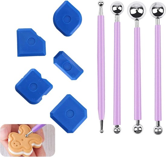 Gereedschapsspatelset met 9 delen - Metalen balverwijderaarset - Siliconenspaan-set met 5 delen voor badkamer en keuken - Tegelvoegenreparatie (Paars) . van Merkloos