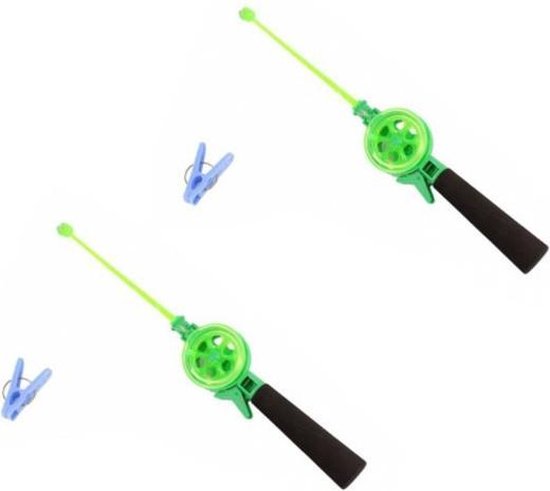 Gerkimex Krabhengel/vishengel - 4x - voor krabbetjes - groen - 39 cm - strand speelgoed van Merkloos