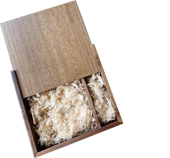 Geschenkdoos met schuifblad, discrete houten dozen met schuifdeksel, USB-doos, fotodoos, bruiloft geheugenbox, voor fotografen/klanten walnoot/esdoorn (walnoothouten doos)