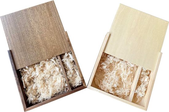 Geschenkdoos met schuiftop, discrete schuifdeksel houten dozen USB-doos, fotodoos, bruiloft geheugendoos, voor fotografen/klanten walnoot/esdoorn (walnoot houten doos+esdoorn houten doos)