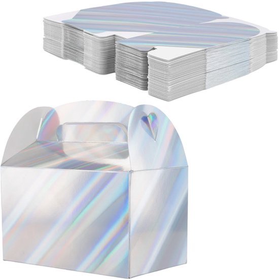 Geschenkdoosjes 50 stuks - Kartonnen Dozen - Herbruikbaar - Cadeaudozen met Deksel - Handvat - 16 x 9,5 x 9,5 cm