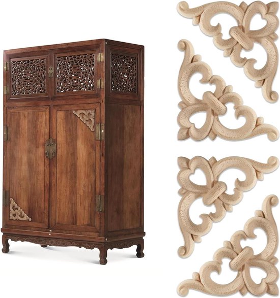 Gesneden Vintage Patch Houten Ornamenten - Duurzaam Eenvoudig te Installeren - Veilig Esthetisch Aantrekkelijk - Perfecte Decoratie Voor Elk Huis. . van Merkloos