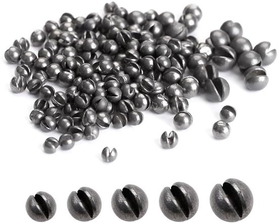 Gespleten loodvissen 100 stuks - 5 maten 0,15 g/0,2 g/0,3 g/0,4 g/0,6 g - met dispenser - voor zoetwatervissen - ServiceTopper