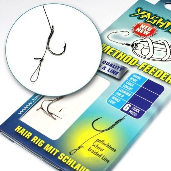 Gevlochten Feeder Onderlijnen - Kant-en-klaar Vislijn - Method Vissen - Met Hairlus - 12 cm Haak 6 - Zwart