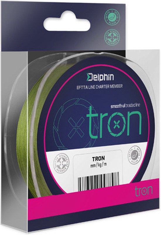 Gevlochten Lijn - Delphin - TRON - groen - 8 braid - 130m - 0.05mm - 2.3kg - Extreem dun - vislijn van Delphin