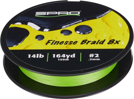 Gevlochten Lijn - Spro - Finesse Braid - 8x - Lime - 150m - 0.16mm van Spro