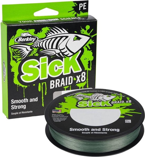 Gevlochten vislijn - Groen - Berkley Sick - 150 meter - 0.23 mm - 23,6 kg van Merkloos