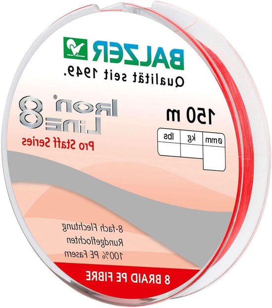 Gevlochten Vislijn - Viskoord - Roofvis Spinvissen - 8-voudig Rond Gevlochten - 1500m 11.6kg - Rood