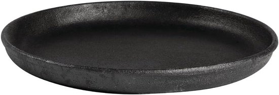 gietijzeren ronde sizzle-plaat 22 cm, grijs, inductiegeschikt; afmeting: 30 x 220(Dia)mm; afneembare greep; inbranden vóór gebruik voor antiaanbak; rustieke sizzle-plaat, GJ556
