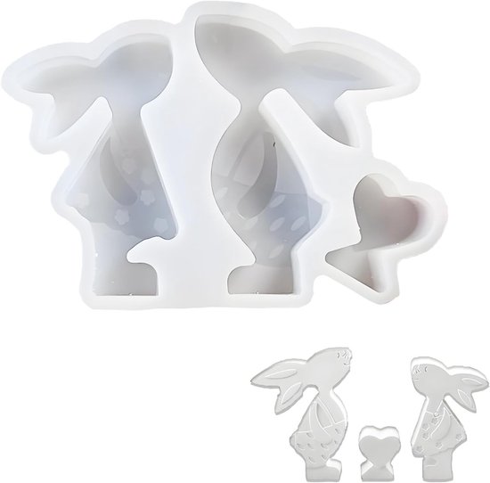 Gietmal, 3D Konijnenkaarsvorm, Siliconen Vormen voor Pasen en Konijn, Voor Doe Het Zelf Knutselen, Paasdecoratie