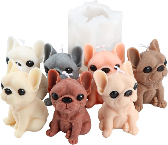 Gietvorm, siliconen kaarsvorm, 3D, Franse bulldog, siliconen vorm, doe-het-zelf siliconen kaarsvorm, siliconen vorm, epoxyhars, dieren voor chocolade, fondant, taartdecoratie, zeep, kaars