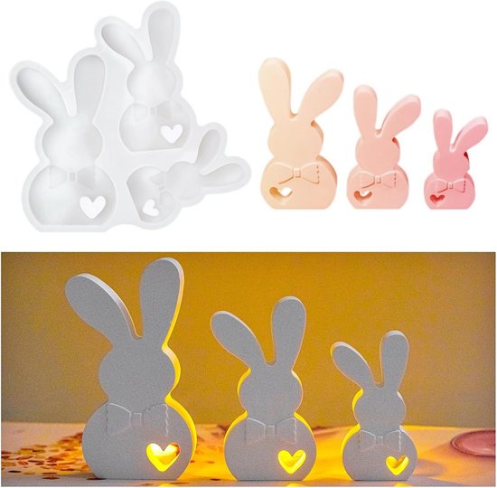 Gietvorm voor Pasen, hazenvorm voor knutselen en decoratie, lente, doe-het-zelf gietvorm