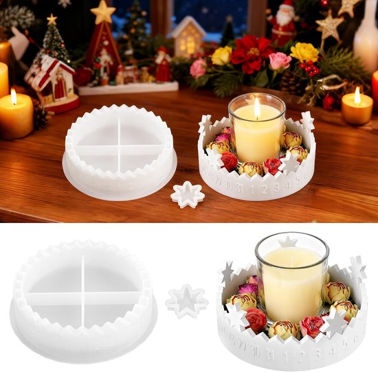 Gietvormen, adventskrans, siliconen vorm, gietvorm, adventskalender, doe-het-zelf gietvormen, siliconen, Kerstmis, voor woondecoratie