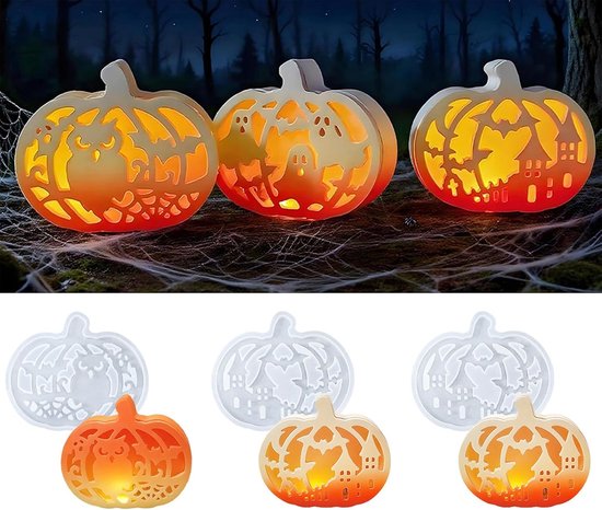 Gietvormen Halloween pompoen, Halloween met, siliconen vorm herfst, siliconen vorm herfst, gipsvormen om te gieten voor doe-het-zelf pompoen decoratie