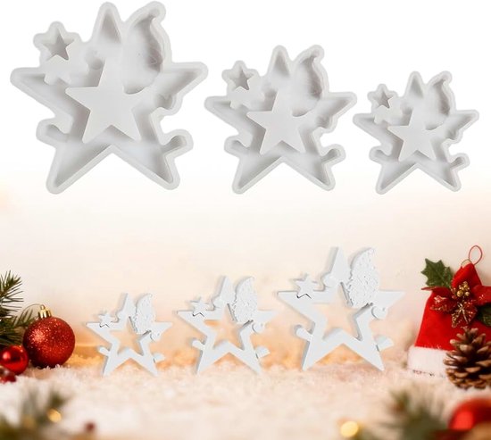 Gietvormen, kerstkandelaar, stervorm, siliconen gietvorm, kerstgietvorm, kerststerren, gietvormen voor doe-het-zelf Kerstmis, handwerk, handwerk