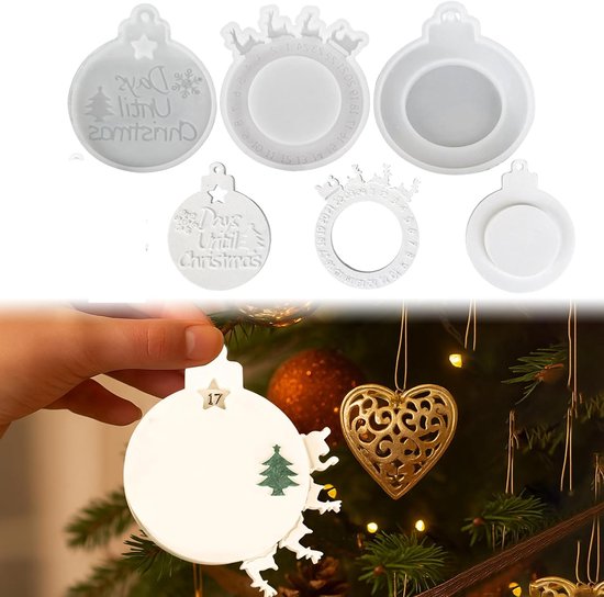 gietvormen Kerstmis, 3 stuks adventskalender, siliconen vorm, kersthanger, gietvormen, siliconen adventskrans, rond, siliconen vorm, adventskalender, gietvorm, kalender, hanger (A)
