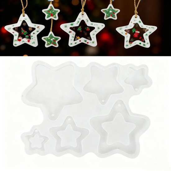 gietvormen Kerstmis ster hanger gipsvormen om te gieten Kerstmis gietvormen siliconen voor DIY Kerstmis handwerk kerstboomversiering