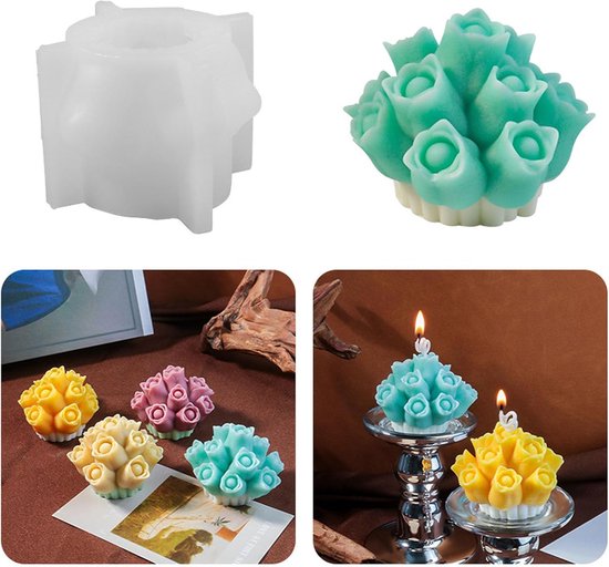 Gietvormen lente, 3D-tulpen, kaarsvormen, siliconen vorm, bloemen, gietvormen, siliconen kaarsen, tulpen, kaarsvormen voor gieten, siliconen vorm, lente voor kaarsen, gips, sojawas (B)