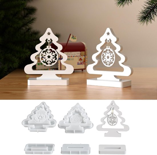 Gietvormen voor Kerstmis, siliconen vorm, dennenboom, gietvorm met sneeuwvlok, kerstboom, theelichthouder, kaarsvormen, siliconen vorm dennenboom voor doe-het-zelf handwerk, kaars
