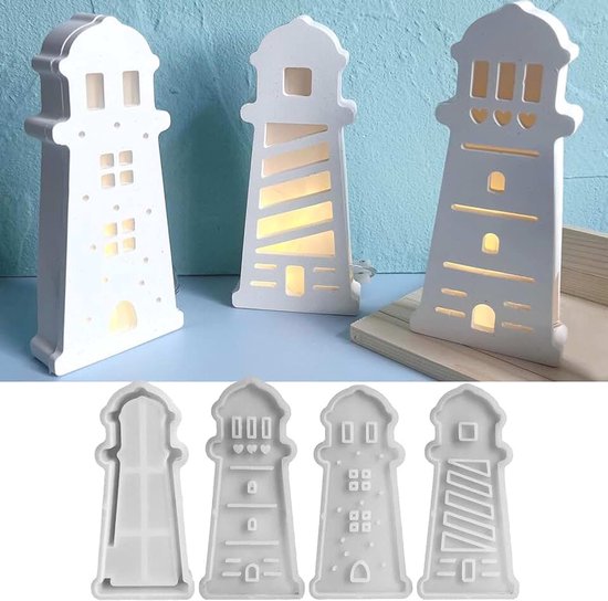 Gietvormen, vuurtoren, 3 stuks, siliconen vorm, vuurtoren, siliconen vorm, huis, gietvorm, vuurtoren, gips om te gieten, gietvormen, siliconen Pasen, siliconen vormen, Pasen, voor gips