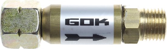 Gimeg doorstroombegrenzer lagedruk 1/4 inch links binnendraad x 1/4 inch links buitendraad. van Gimeg