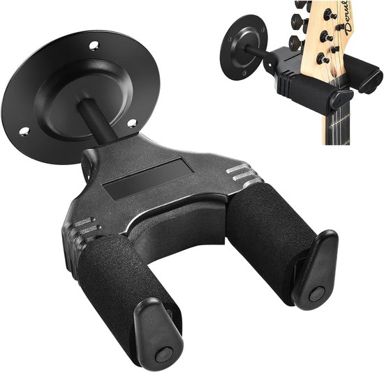 Gitaar wandhanger, gitaarhouder muur voor wandweergave, afneembare wandhouder gitaar voor klassieke akoestische elektrische gitaren, stabiele instrumenthaakhouder, accessoires (zwart)