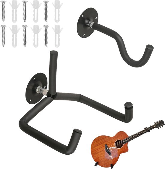 Gitaarbeugelhaak met bevestigingsschroeven, gitaarwandhouder voor akoestische gitaren, voor elektrische gitaar, klassieke akoestische gitaar, bas-ukelele, mandoline-banjo