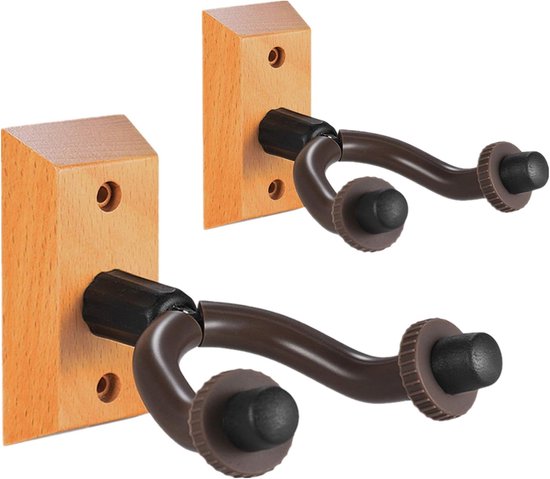 Gitaarhouder voor aan de muur, gitaarwandhouder, hout, wandhouder voor klassieke gitaar, elektrische gitaar, basgitaar (2 stuks)
